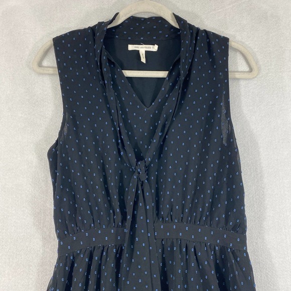 Avec Les Filles Dress Small Black Swiss Polka Dot High Low Chiffon Womens - Picture 4 of 10